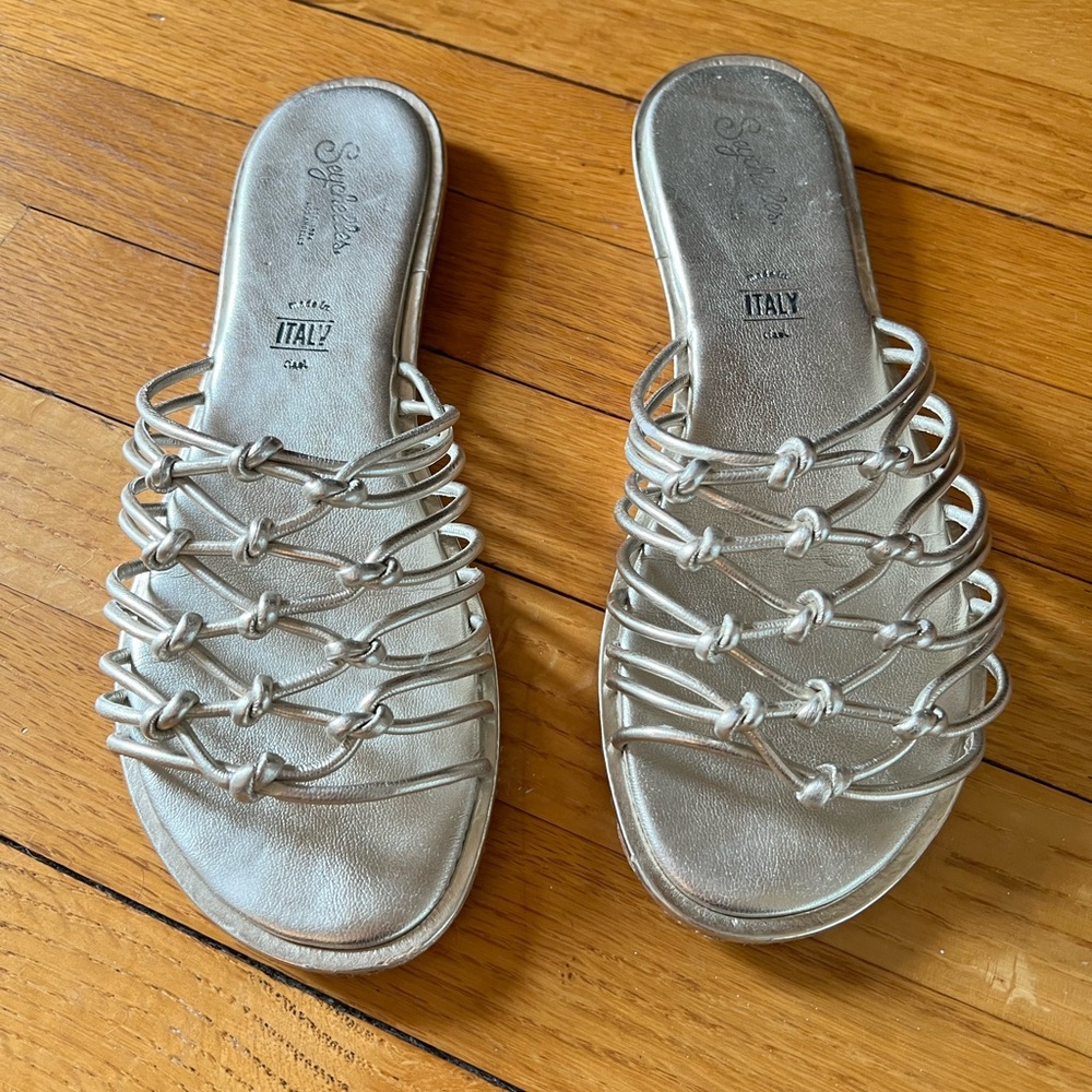 Elegant Silver Sandals with Criss-Cross Straps